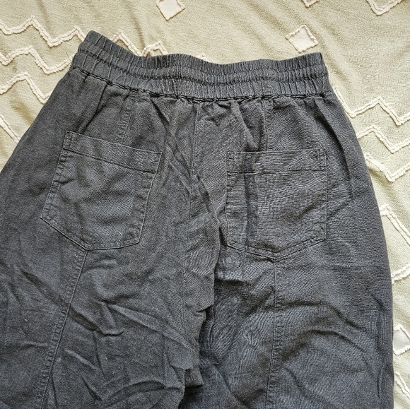 Zara Gray Washed Effect Linen Blend High-Waisted Trouser Pants - Picture 11 of 13